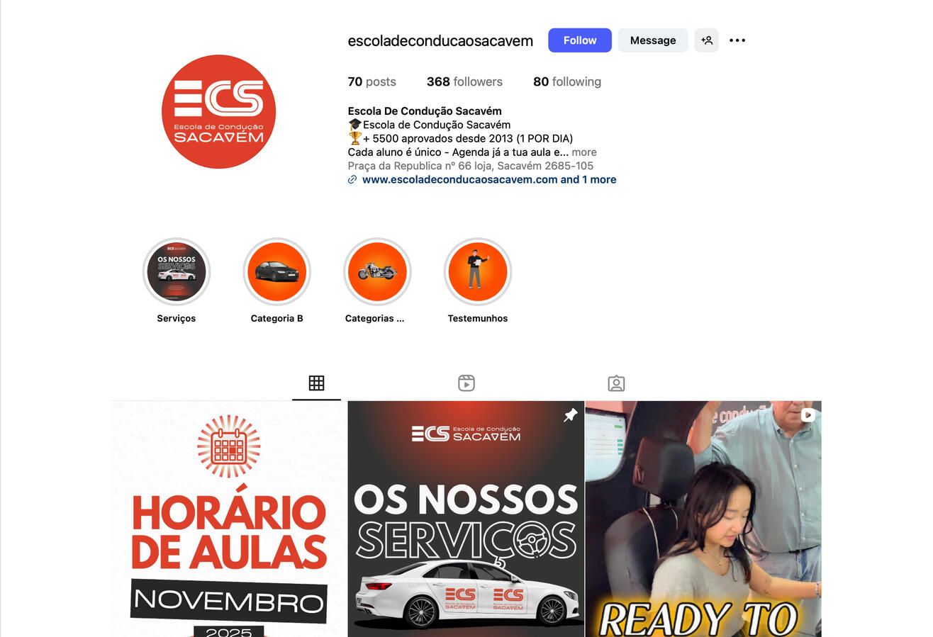 Website para Escola de Condução Sacavém